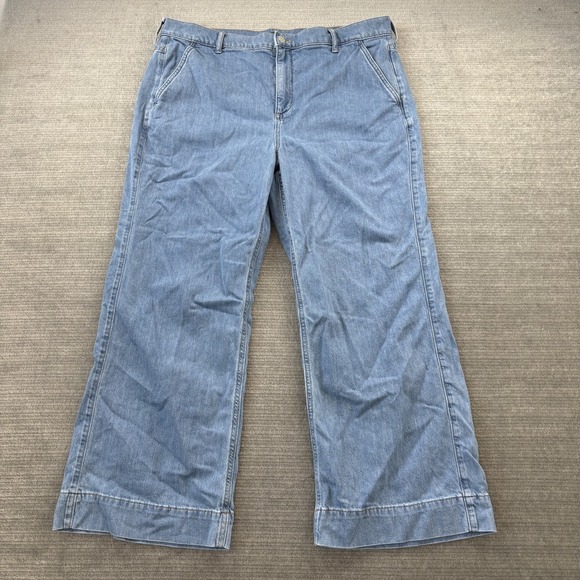 J.CREW Denim - J Crew Denim Trouser Jean Womens 33P Blue Wide Leg Casual Stretch